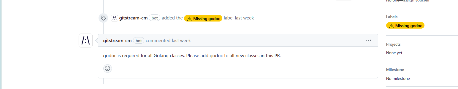 Enforce Godoc for New Golang Classes