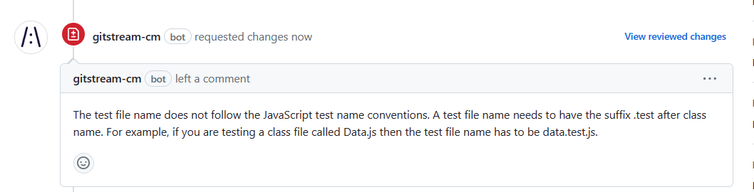 Review JavaScript Test Name