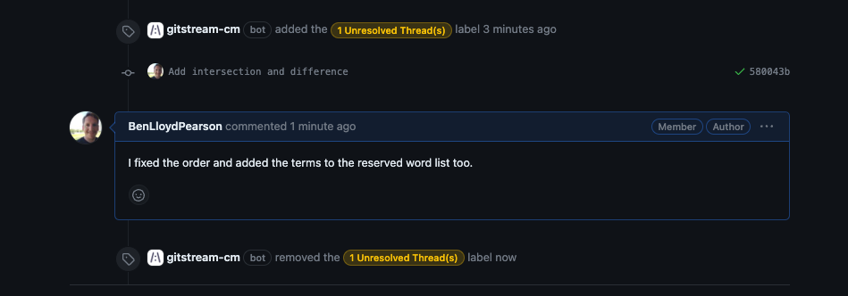 Label Unresolved Review Threads
