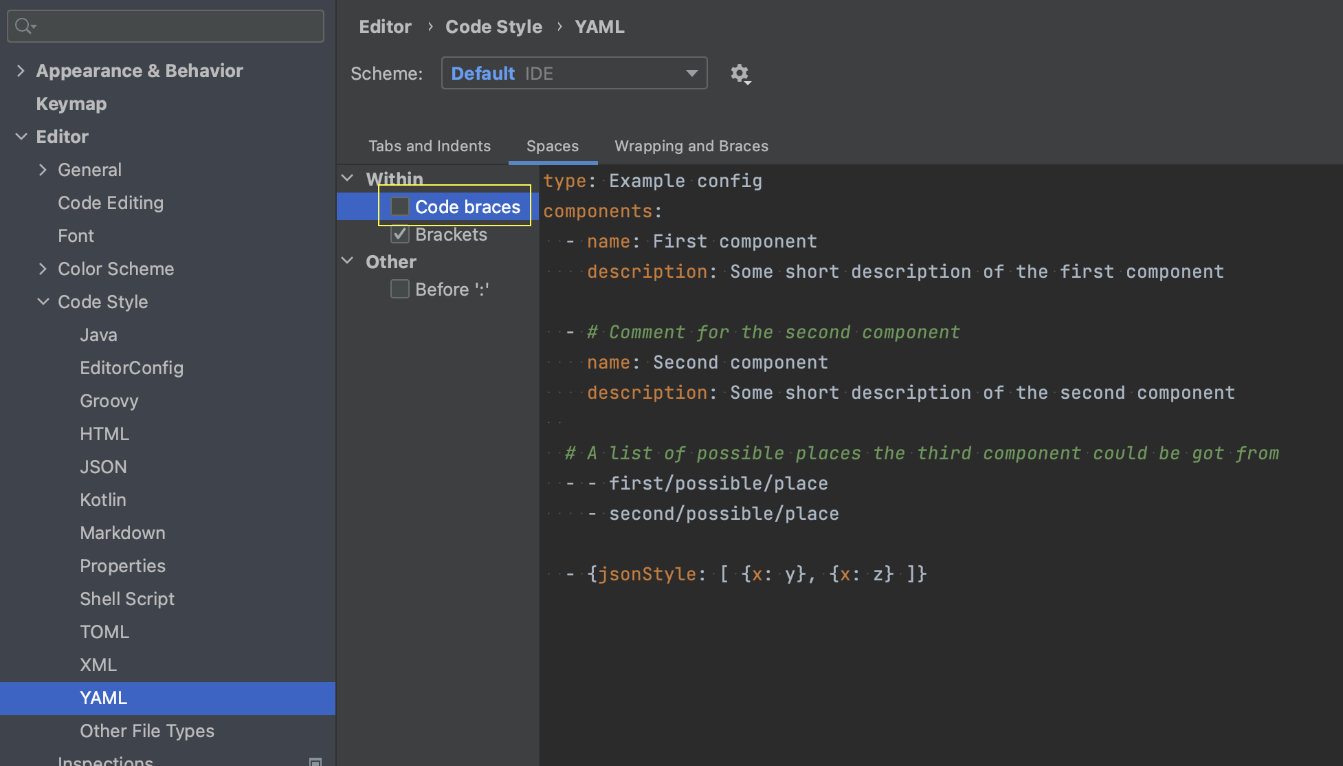 Intellij settings